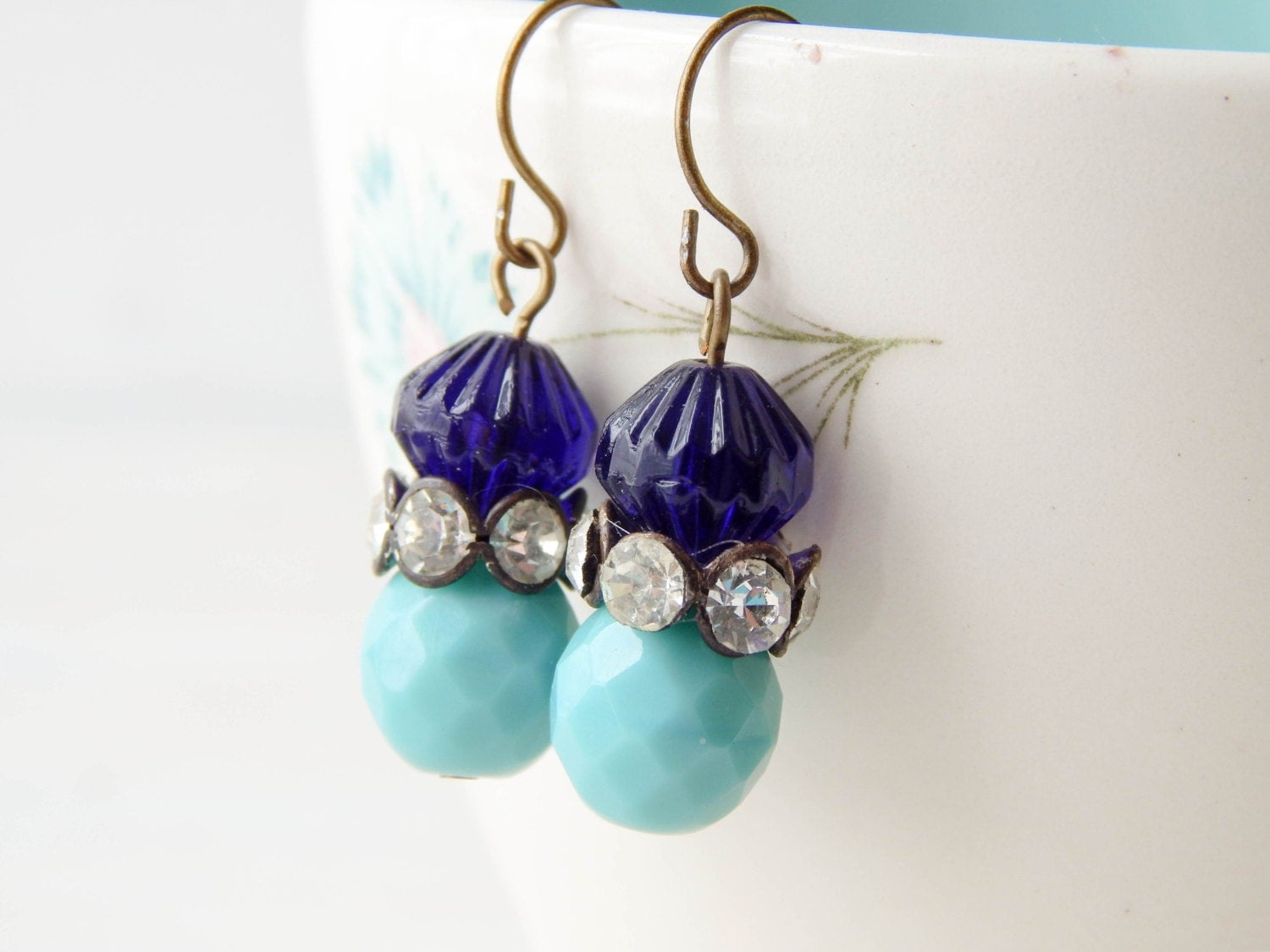 Vintage beaded earrings vintage rhinestone earrings beaded