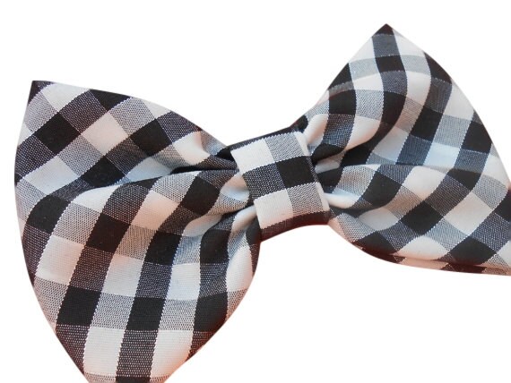 Black White Big Checkered Taffeta Hair Bow By Titashidingplace