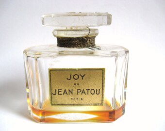 DECO Vintage 1940s Joy de Jean Patou Paris France 1 Ounce Crystal Glass Perfume Bottle Nouveau Gatsby Flapper Vanity Table Display