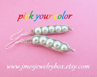 Five peas in a pod earrings - Choose your color! Made to order