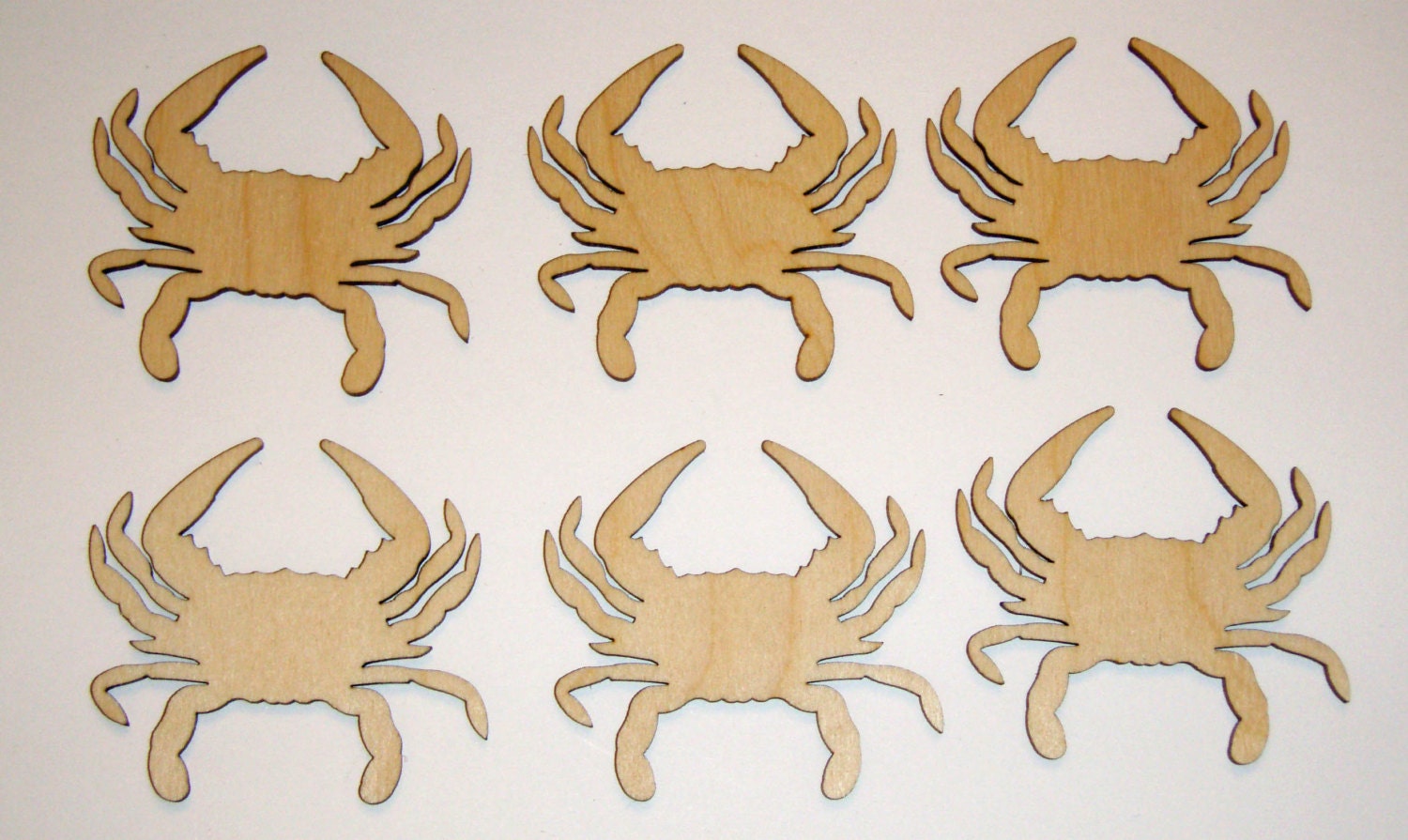 Crab Shape Wood Cut Out Unfinished Wooden Blue Crabs 6 pieces