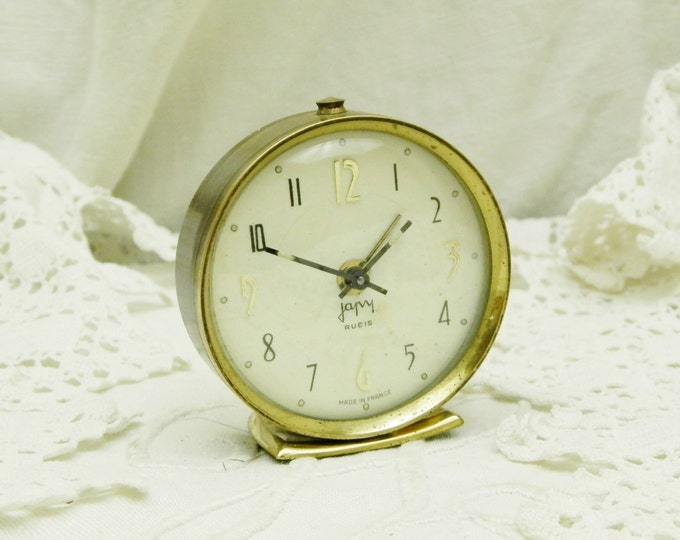 Small Working Vintage Midcentury French Mechanical Japy Alarm Clock / French Mid Century Decor / Retro Home Interior / Bedroom / Timepieace
