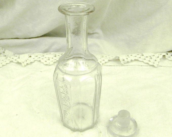 Antique French Graded Glass Medicine Bottle, Perfume Bottle with a Glass Stopper, Retro Wine Decanter from France, Shabby Chateau Chic