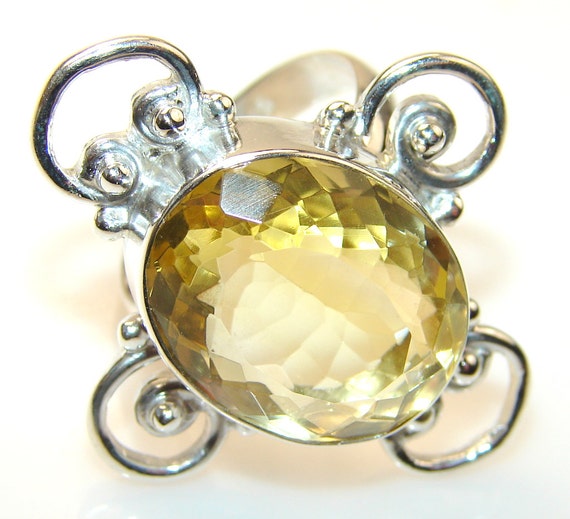 Citrine Sterling Silver Ring - weight 10.30g - Size 9 - dim 1 1 2, 1 1 ...