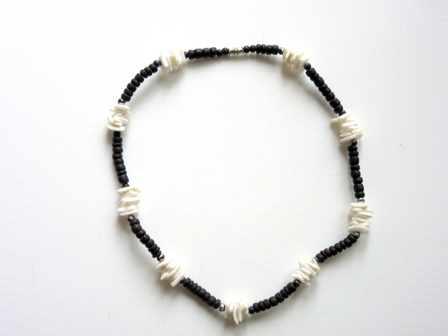 Puka Shell Necklace Choker 16 Inch Black and by TheGatsbyGals