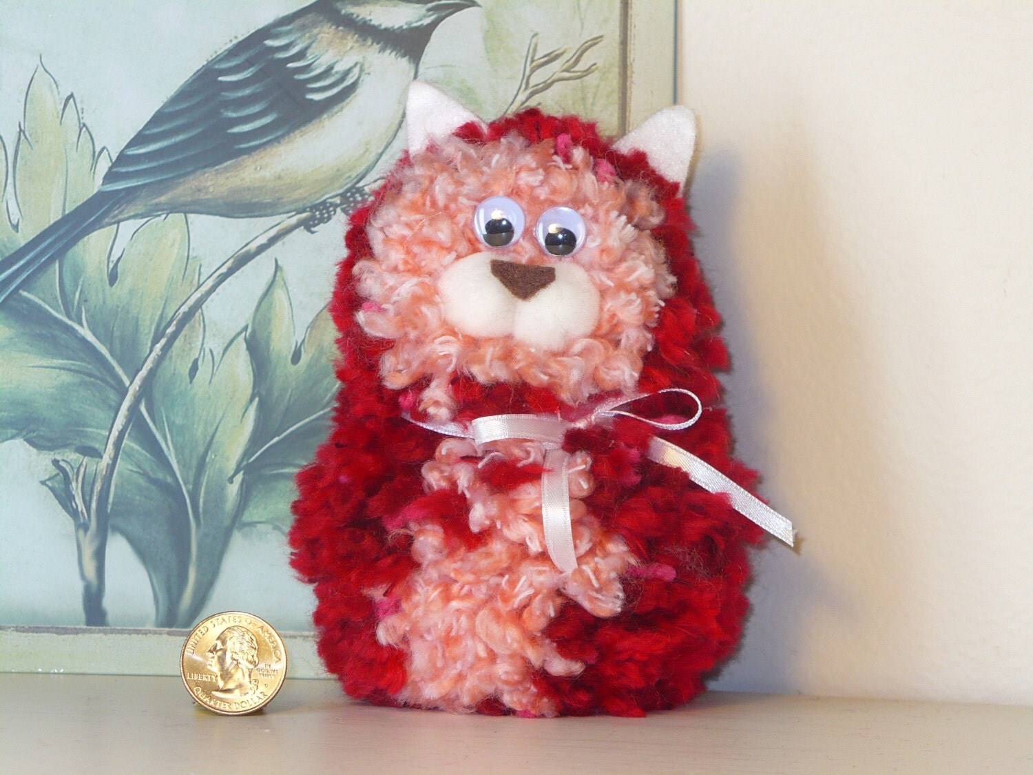 yarn animal yarn cat yarn kitten red cat pink by DetailedDragonfly