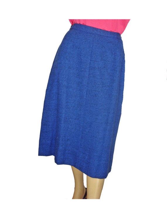50s Pencil Skirt Sapphire Blue Wool Wiggle by susiesboutiquecloths