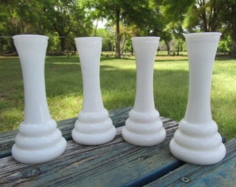 Vintage Milk Glass vase, Set of 4 Milk Glass vases, White Vases, Bud Vases