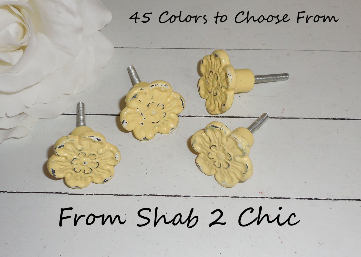 SET OF 4 / YELLOW / Vintage Inspired / Dresser Knobs / Cottage