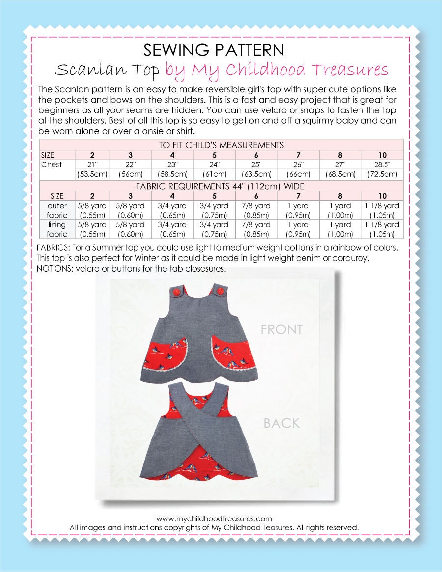 Girls sewing pattern PDF Childrens Sewing Pattern PDF Easy