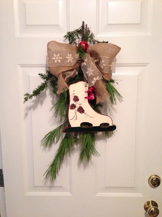 Handmade wooden skate holiday decor christmas decoration