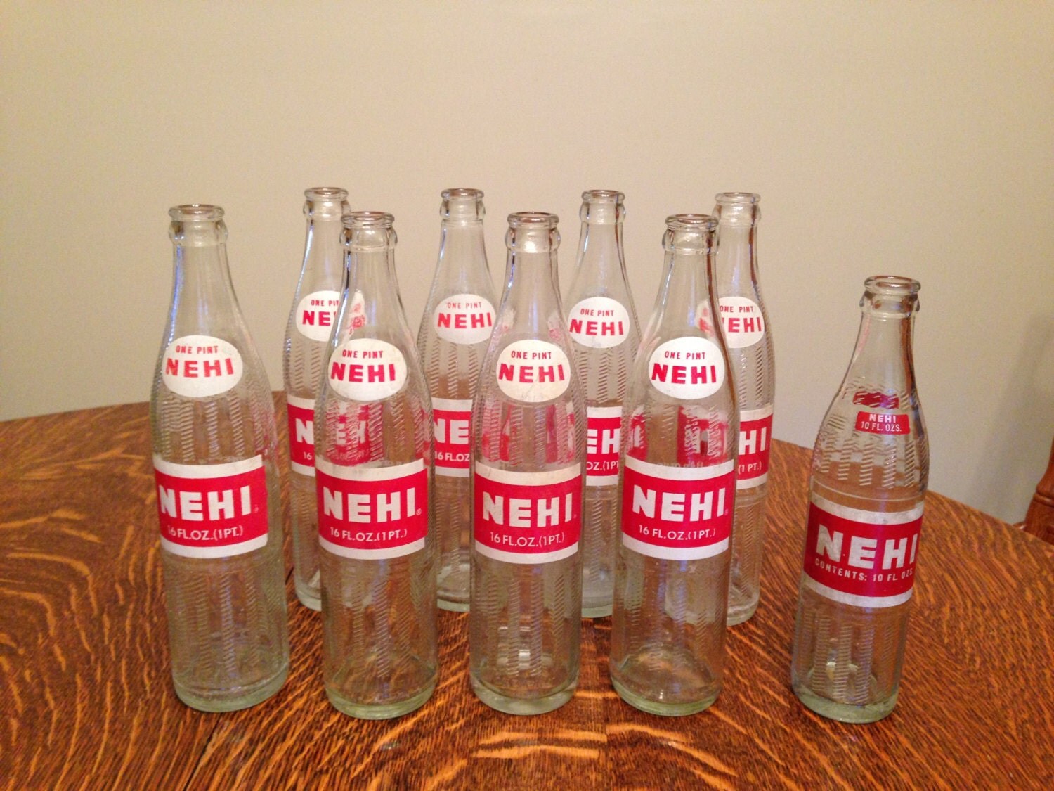 Lot of 8 One Pint Nehi Soda Pop Bottles plus by aMENDmentVintage