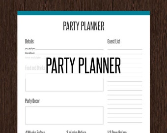 Party Planner - Fillable - Plan a Party - Printable Party Planner - Printable PDF - Instant Download