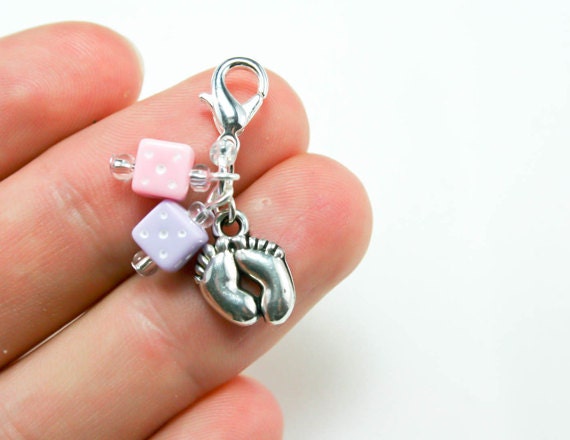 Baby Shower Charm. Baby Feet Baby Shower Favor. Pink and