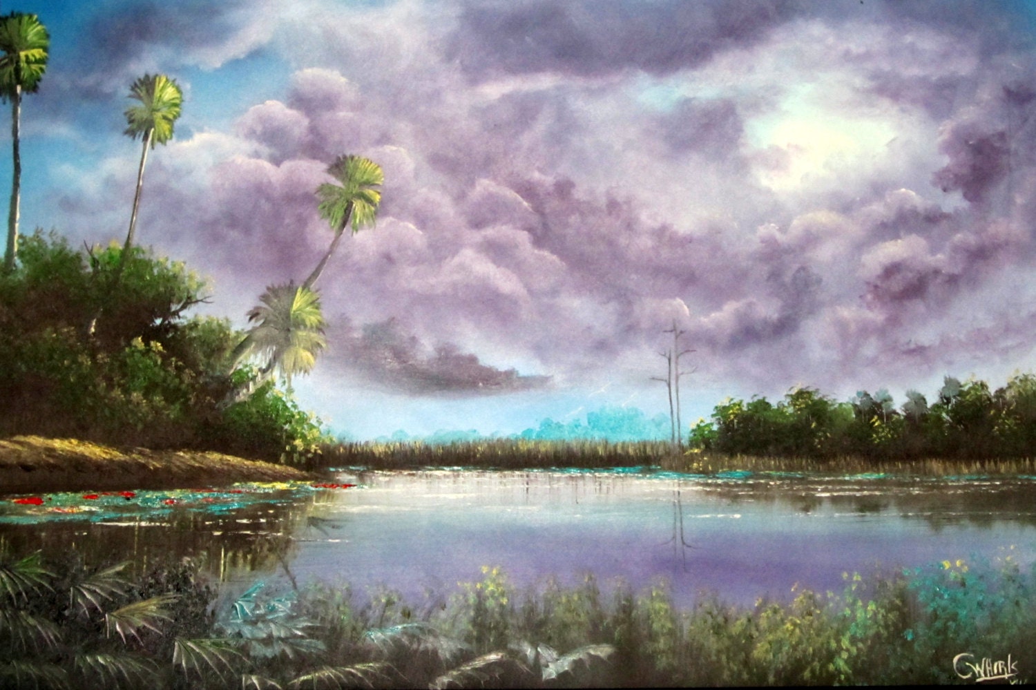 Original Oil Painting Florida Landscape Art Original by WhirlsArt