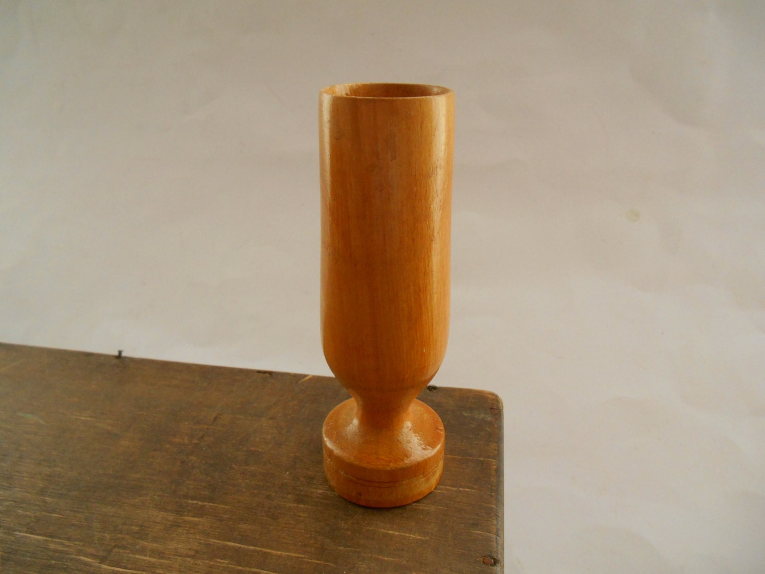 Vintage wooden vase Small Wooden vase Carved wood vase
