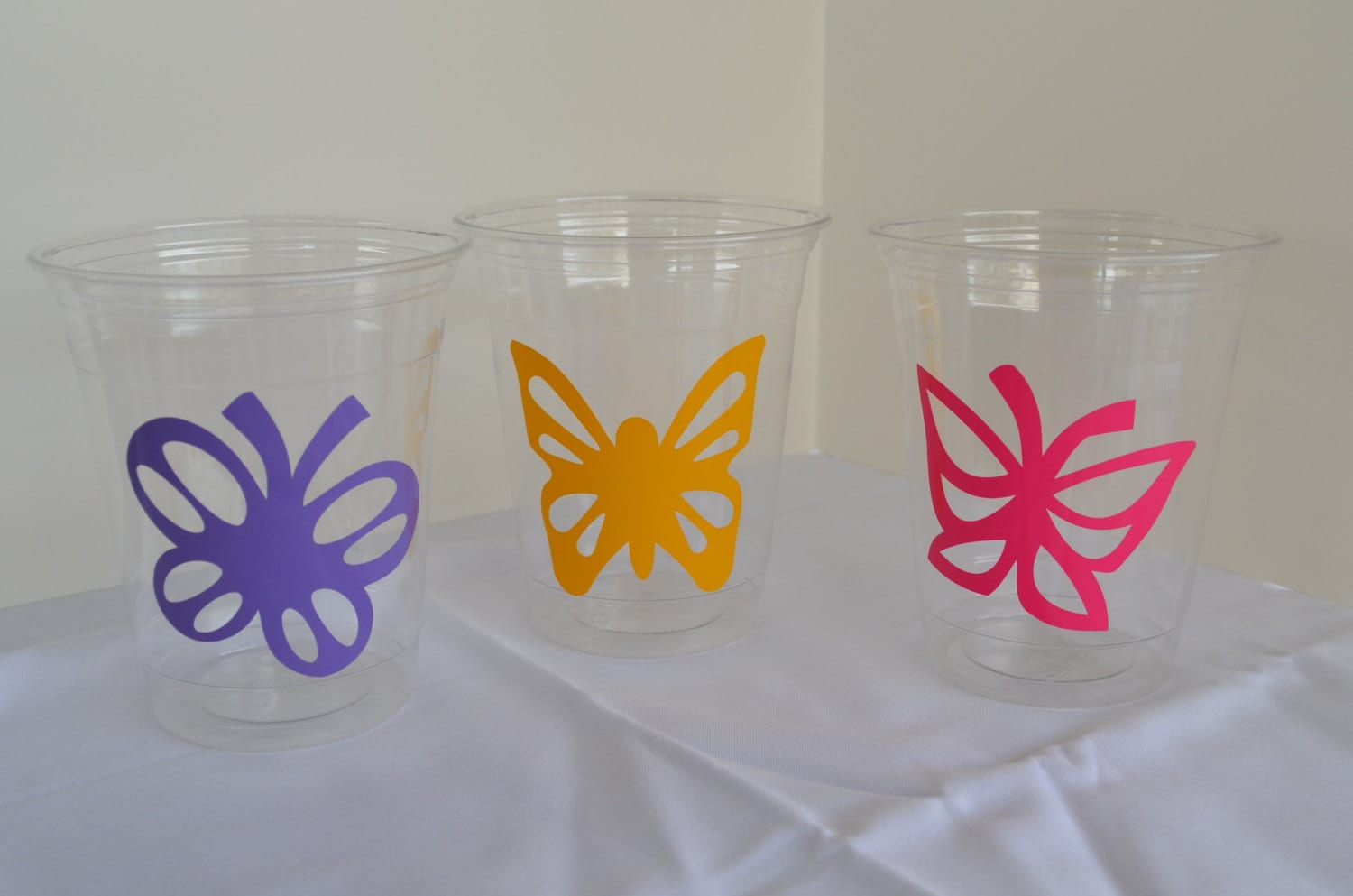 Disposable Plastic Party Cups with Vinyl Decal by SewJoyfullySweet