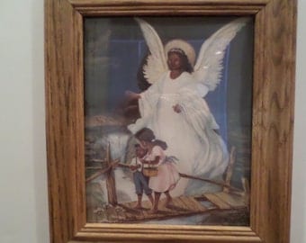 African American Guardian Angel Picture Frame