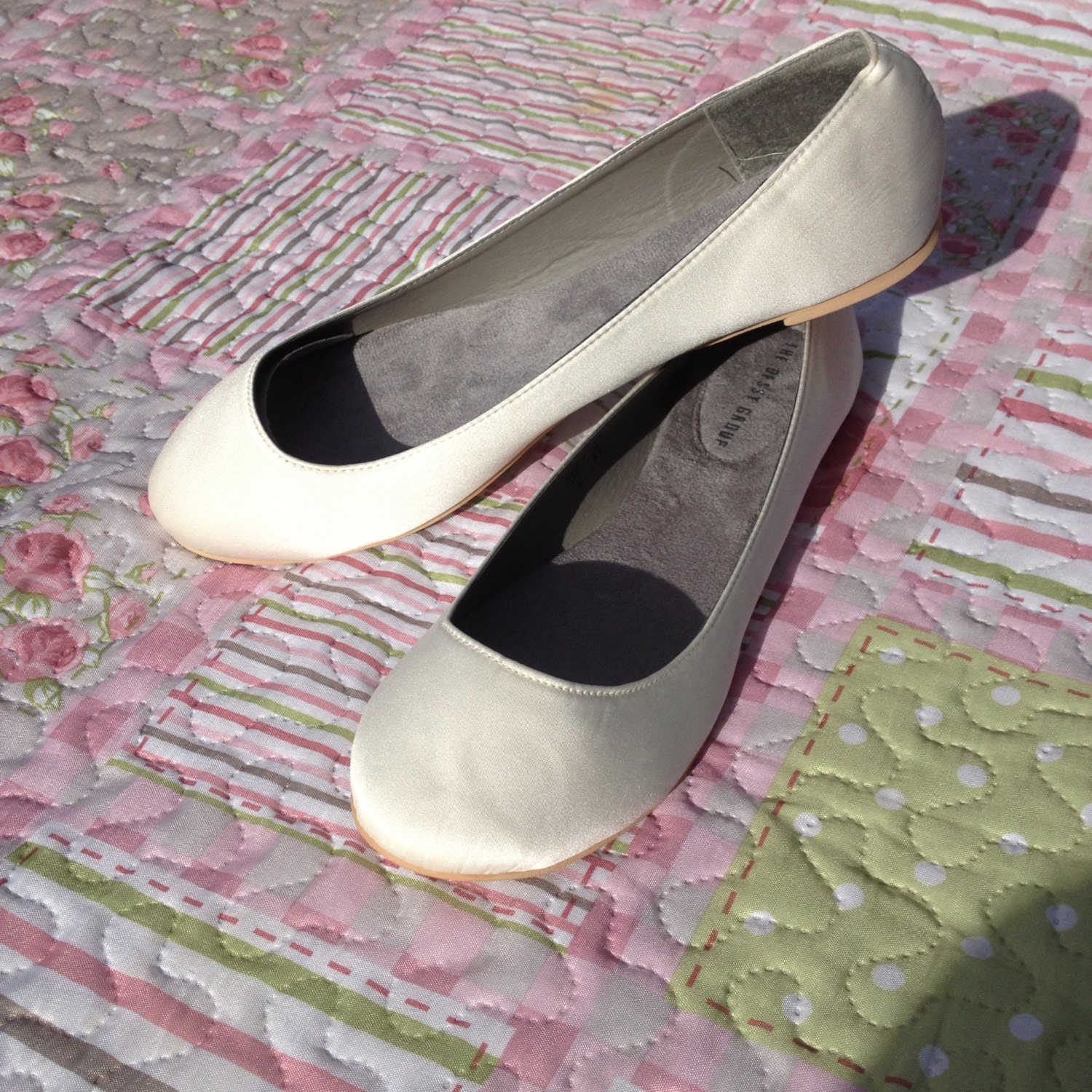 Cream Satin Wedding Ballet Flats Shoes size UK 6.5 available