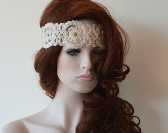 Wedding Lace Headband, Lace Wedding Head Piece, Ivory Lace Headband, Wedding Hair Accessory, Bridal Headband, Bridal Hair Accessories