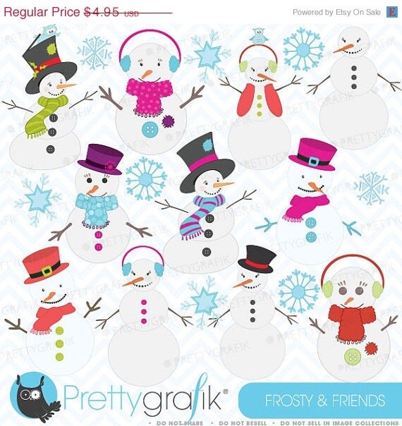 80% OFF SALE snowman clipart, commercial use, vector graphics, digital clip art, digital images - CL400 Il_570xn