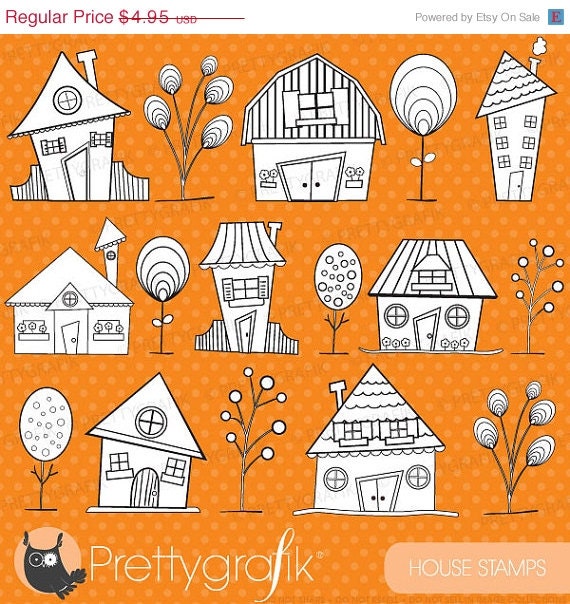 80% OFF SALE house neighbourhood digital stamp commercial use, vector graphics, digital stamp, digital images - DS397 Il_570xn