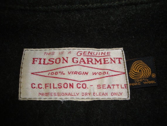 Mens Vintage Filson Mackinaw Cruiser Forest Green Heavy Wool