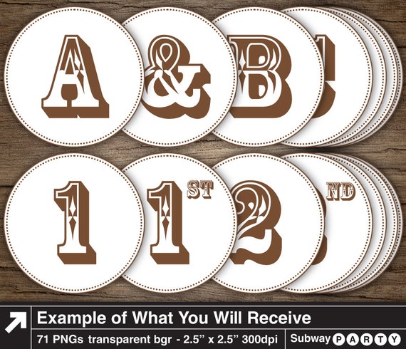 Printable Brown Alphabet Letters & Numbers in 2.5