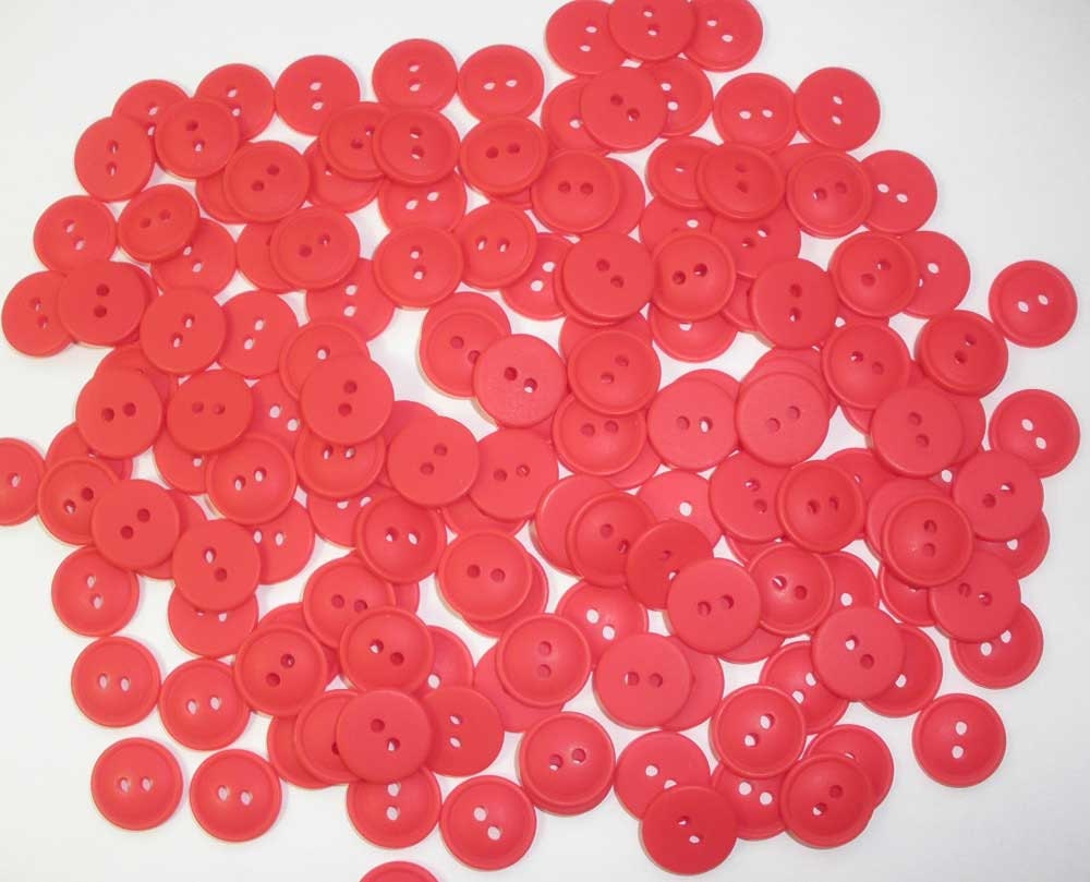 Bulk Lot of 150 Bright Red Buttons 9/16" 14 mm All Matching for