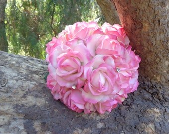 Bridal bouquet in real touch roses