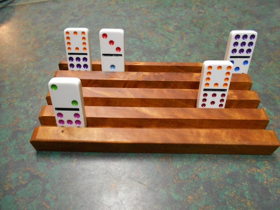 domino rack / holder set mexican train wooden rack slotted