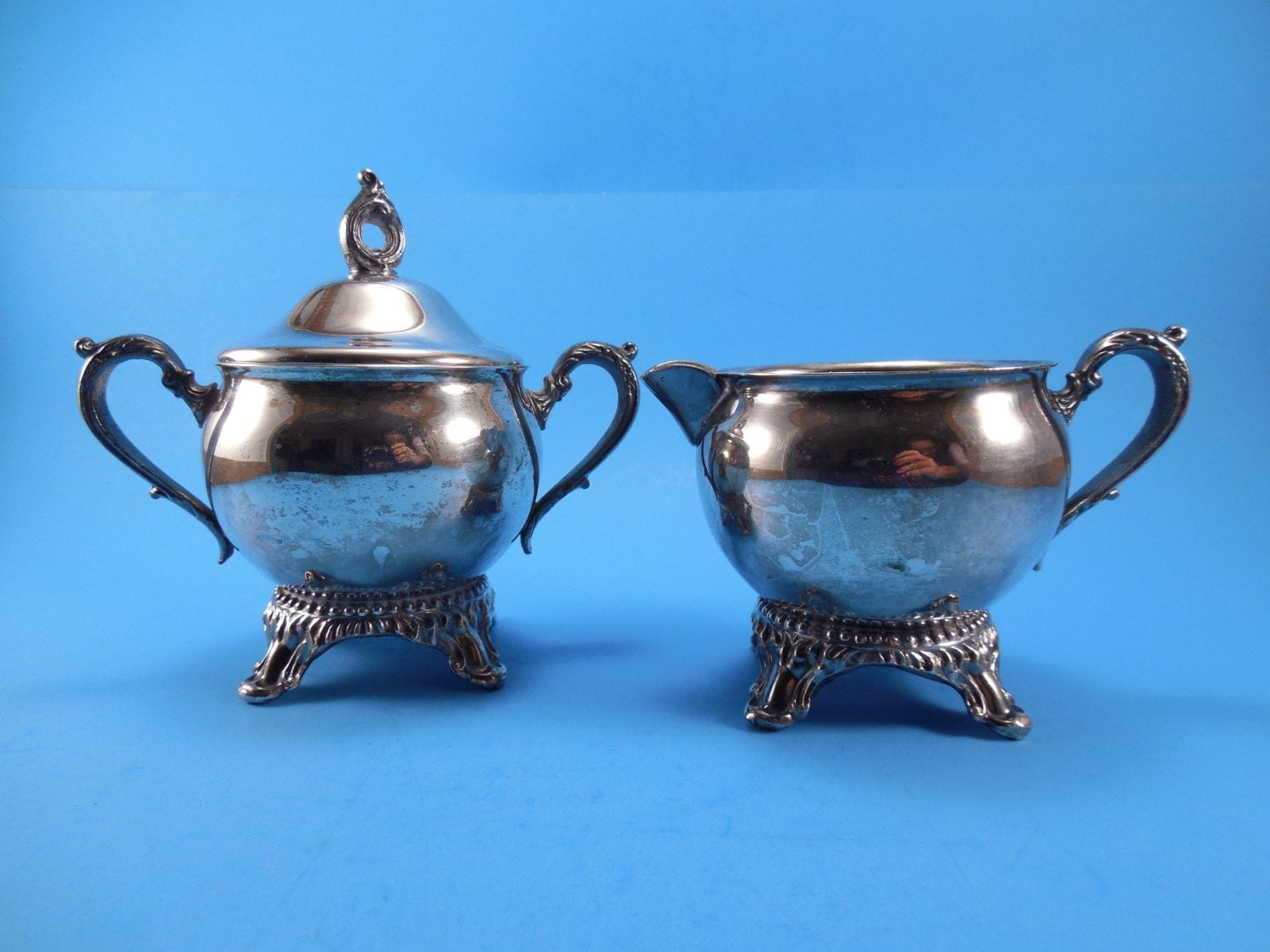 Vintage Hanson Silverplate Sugar and Creamer Set Vintage Silver Plate