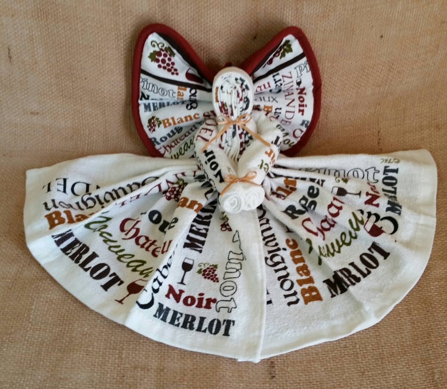 Wine Lovers Towel Angel Dish Towel Angel Wine Decor Home