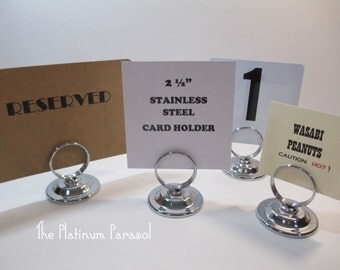 Silver Table Number Stand, Silver Table Number Holder, 2 1/2 inch, Sign Stand, Card Holder, Menu Holder, Wedding Card Holder
