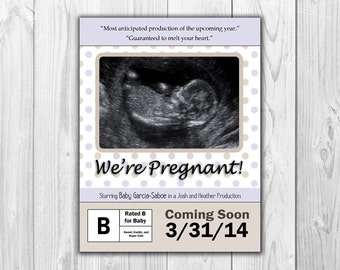 Pregnancy Announcement Card - Movie Themed (4 Count with Envelopes)