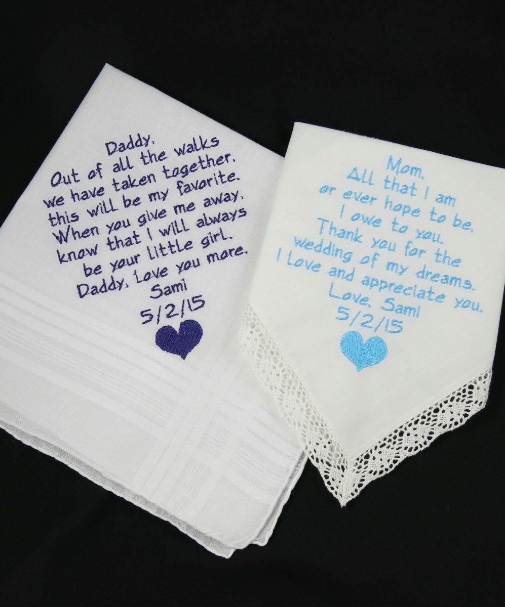Embroidered Handkerchiefs WEDDING GIFTS for Mom by NapaEmbroidery