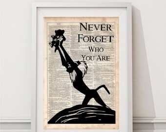 The Lion King (Never Forget), Dictionary Art Print, Prints on Dictionary Paper, Silhouette, dictionary page, Wall Hanging, Dictionary Print