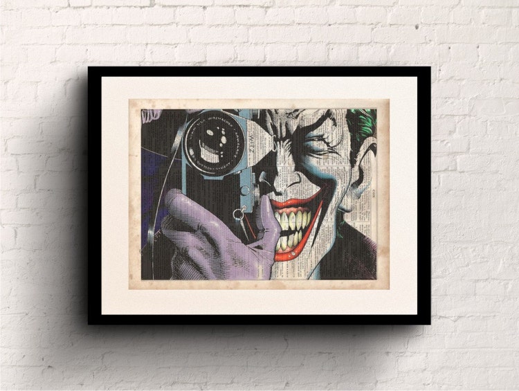 Joker With Camera Dictionary Art Print by MySilhouetteShoppe