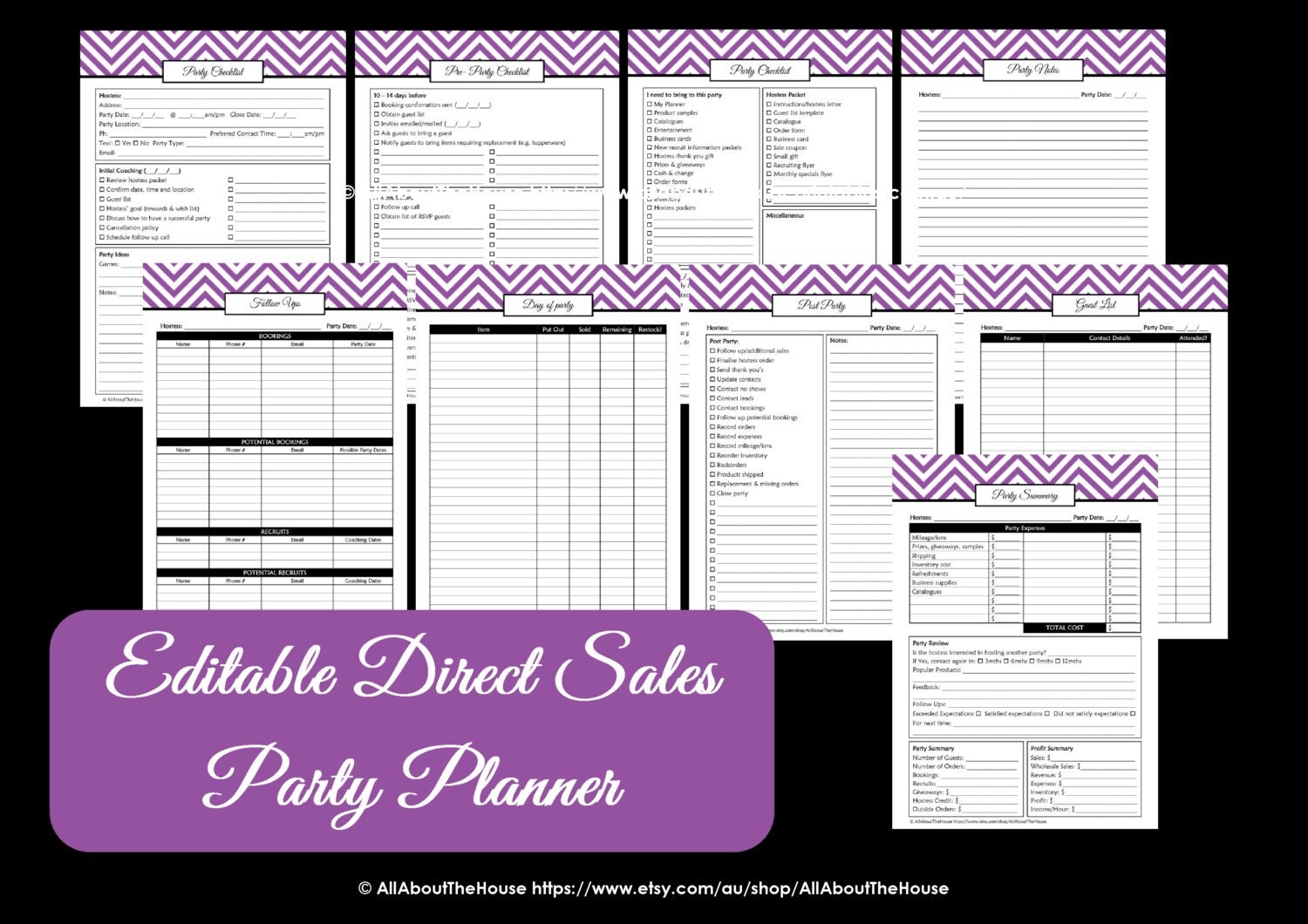 GREEN Direct Sales Planner Editable Business Planner Binder