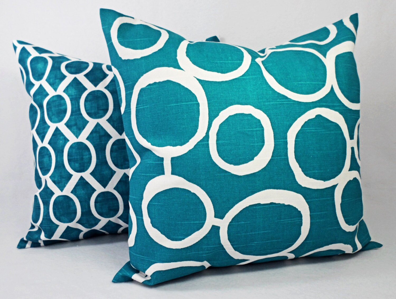 15 OFF SALE One Couch Pillow Cover One Turquoise and White