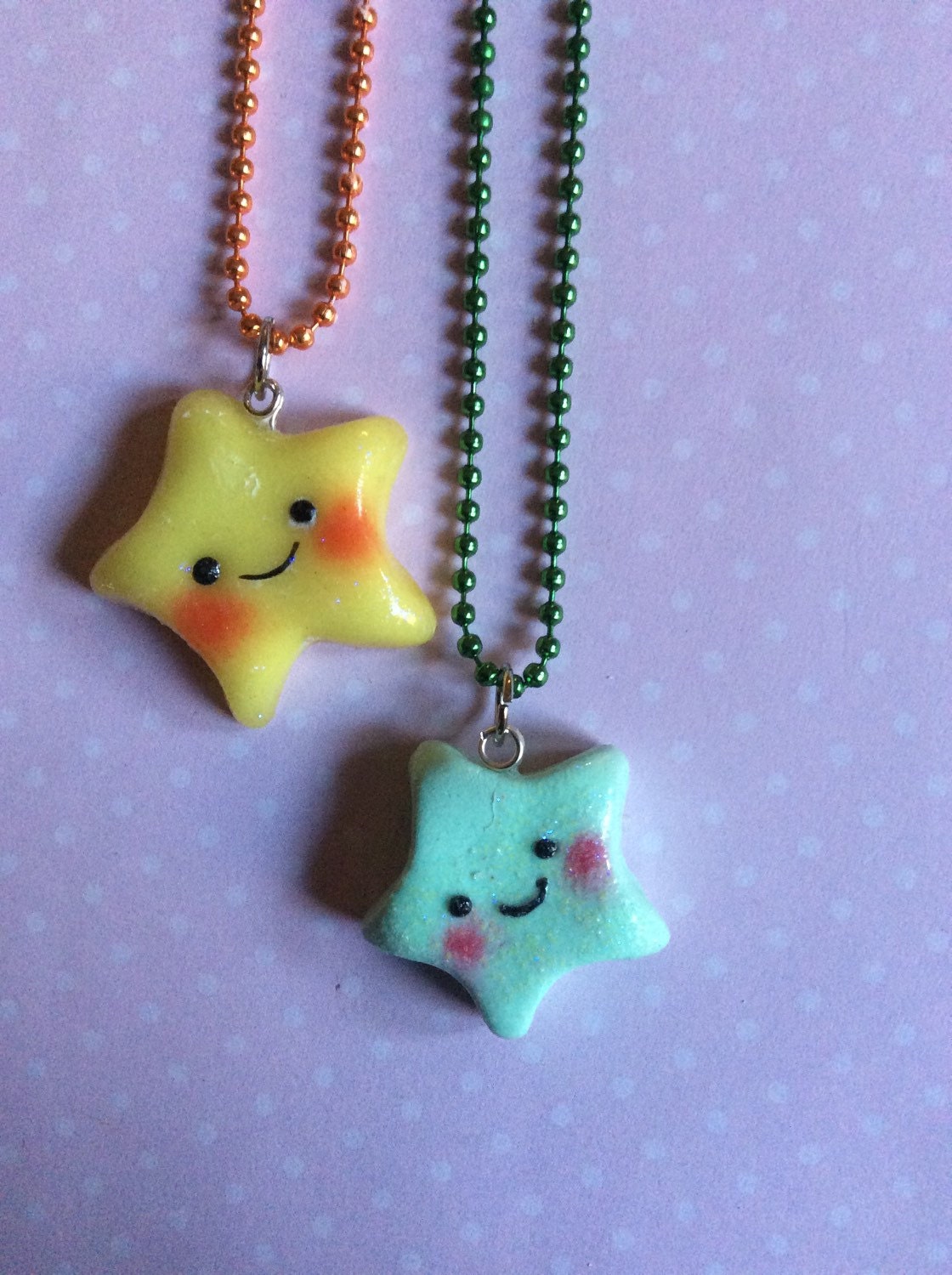 Kawaii polymer clay star necklaces kawaii star by ExactNature