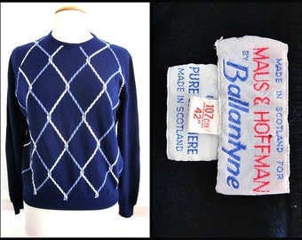 BALLANTYNE Cashmere Sweater / made in Scotland / vintage 70s cashmere sweater / Maus and Hoffman Palm Beach / fits M