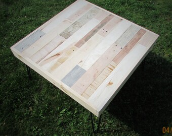 Reclaimed Wood Coffee Table, Lath Strip Table, Rustic Wood Coffee Table, Hairpin Leg Table, solid wood furniture, Custom furniture