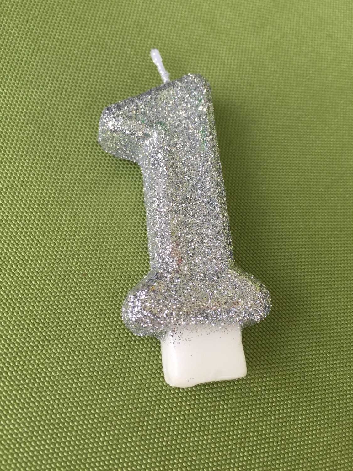 Silver glitter 1 birthday candle