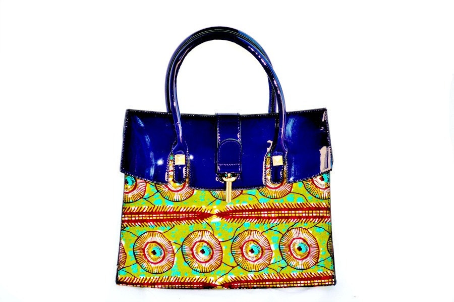 African Fabric Tote Bag Pink Green Afrocentric Bag