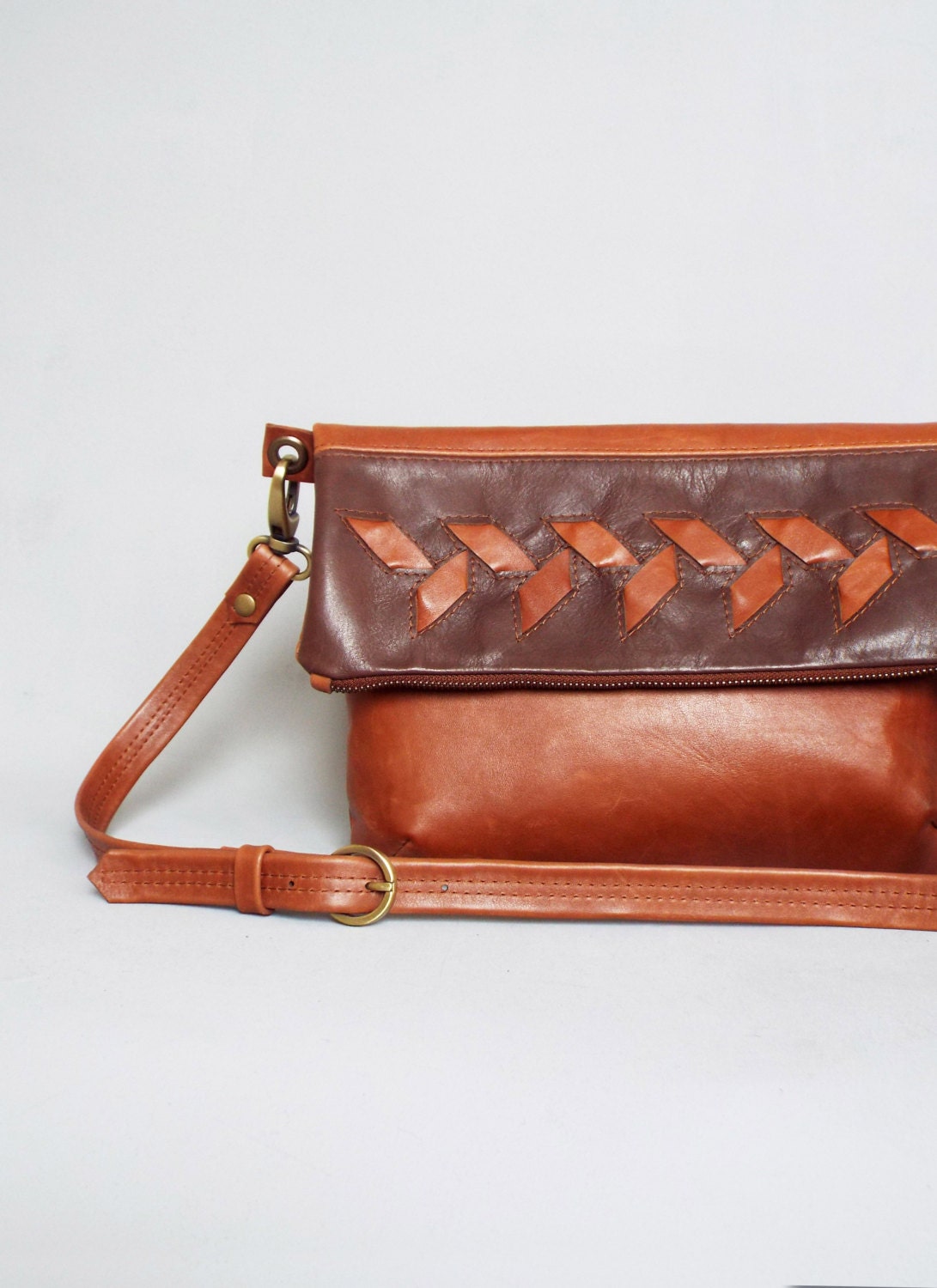 leather crossbody bag with foldover flap