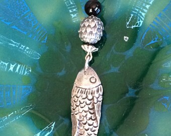 Vintage Sterling fish pendant
