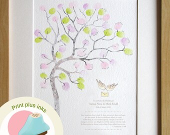 fingerprint Wedding guest book guestbook, wedding idea, wall decor, fingerprint tree, room decor, custom details, A4 PRINT PLUS 2 INKS