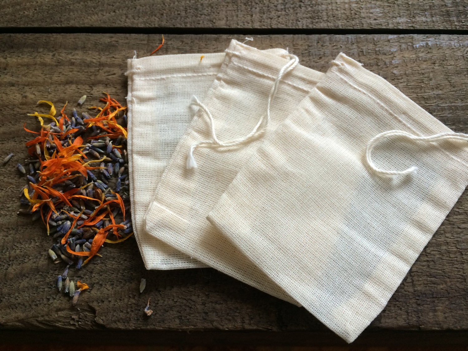 Organic Cotton Tea Bags 3 Reusable Muslin Tea Bags Tea