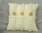 Ivory knitted pillow, chunky pillow case, decorative pillows, milky-white pillow case, off-white knitted pillows, chunky, mothers day gift
